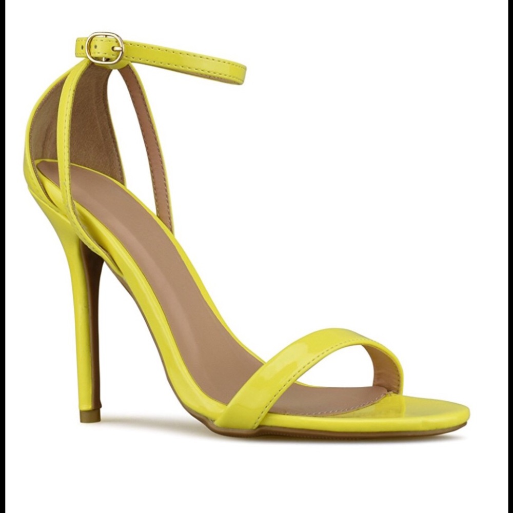 Lemon Yellow Ankle Strap Heels NEW !!